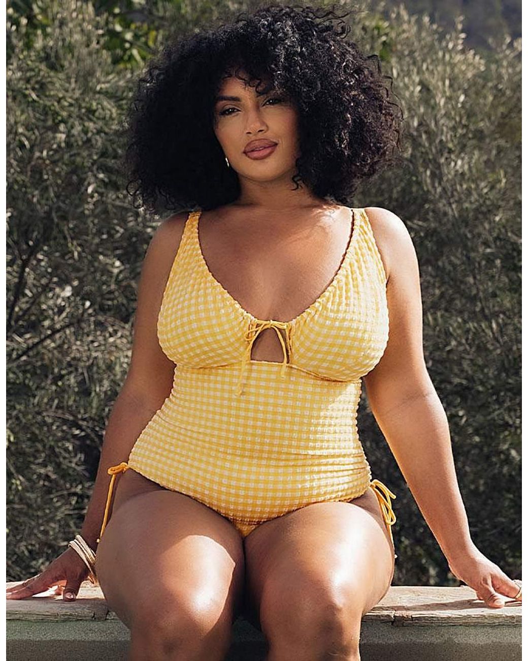 Curvy Kate Yellow Holiday Check Swimsuit