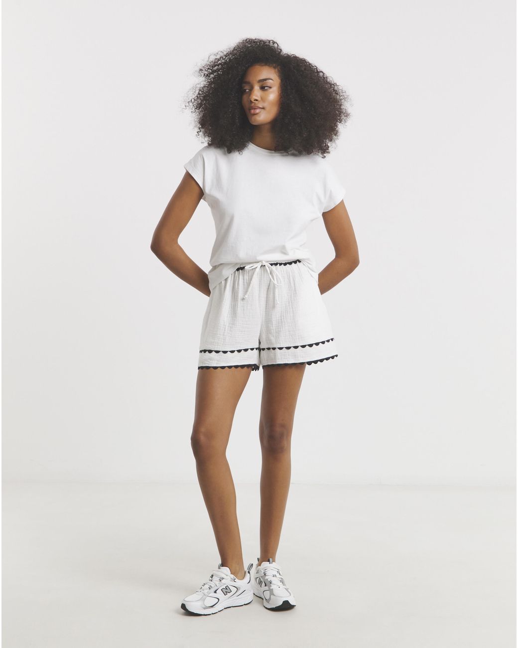 Simply Be White Tie Waist Cheesecloth Shorts