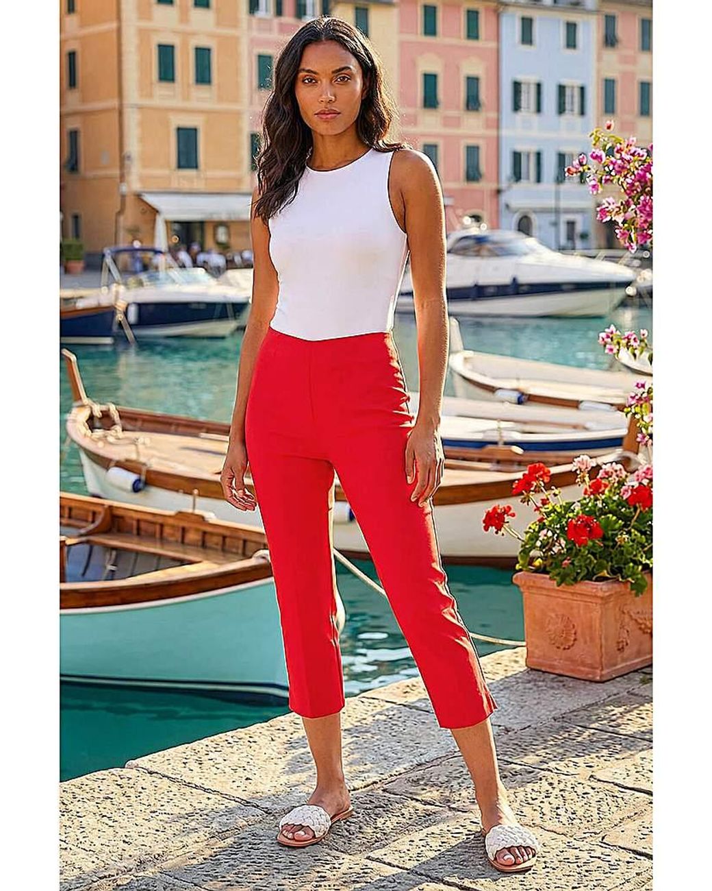 Roman Red Roman Cropped Stretch Trouser