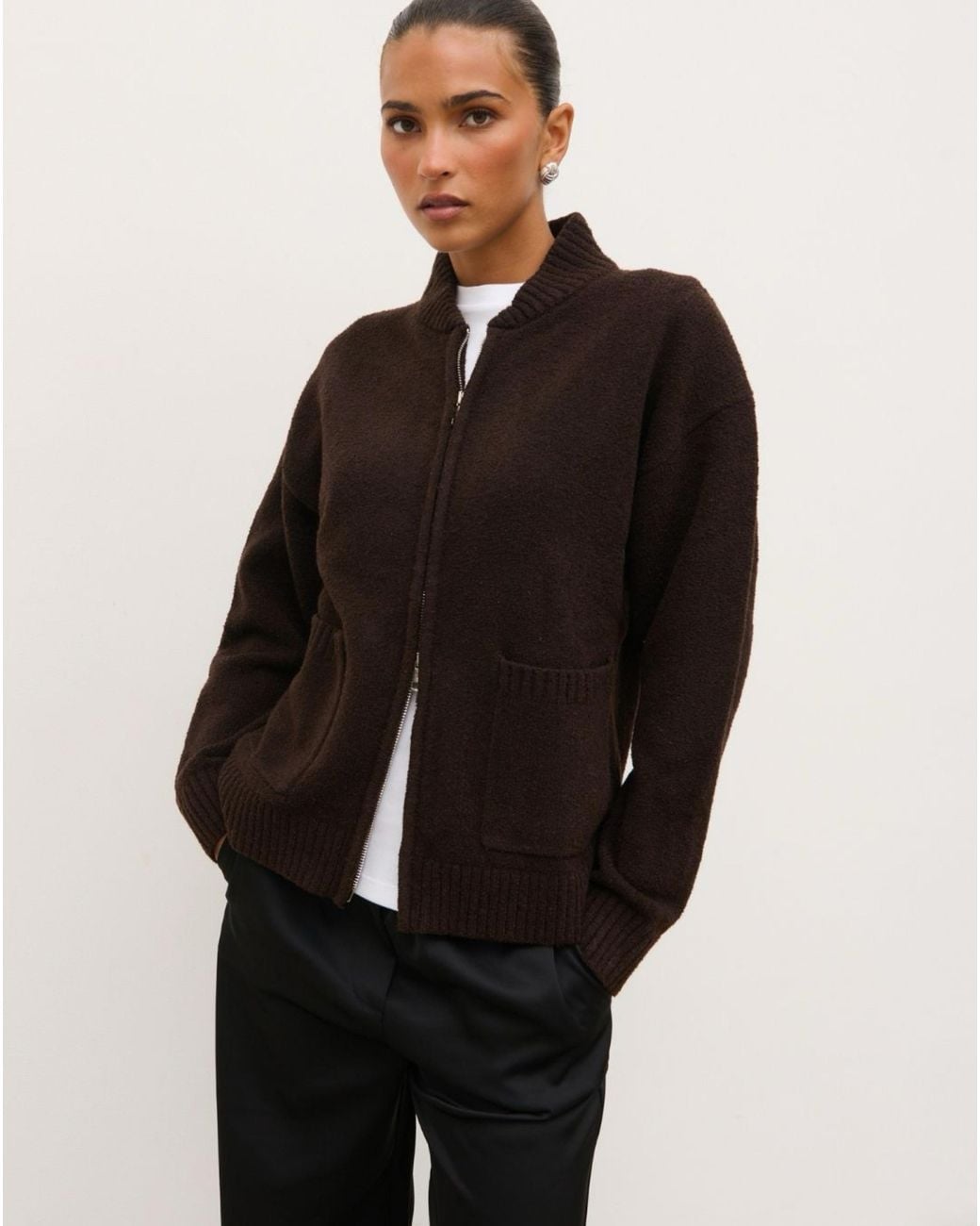 Pretty Lavish Black Camille Knit Bomber