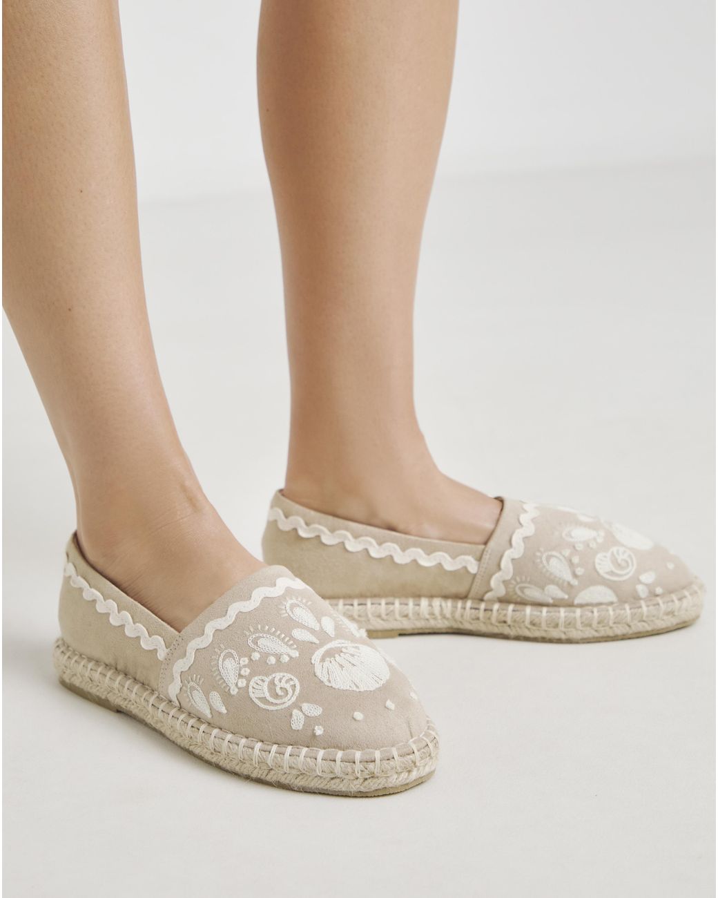 Simply Be Natural Textile Espadrille Shoe Ex Wide