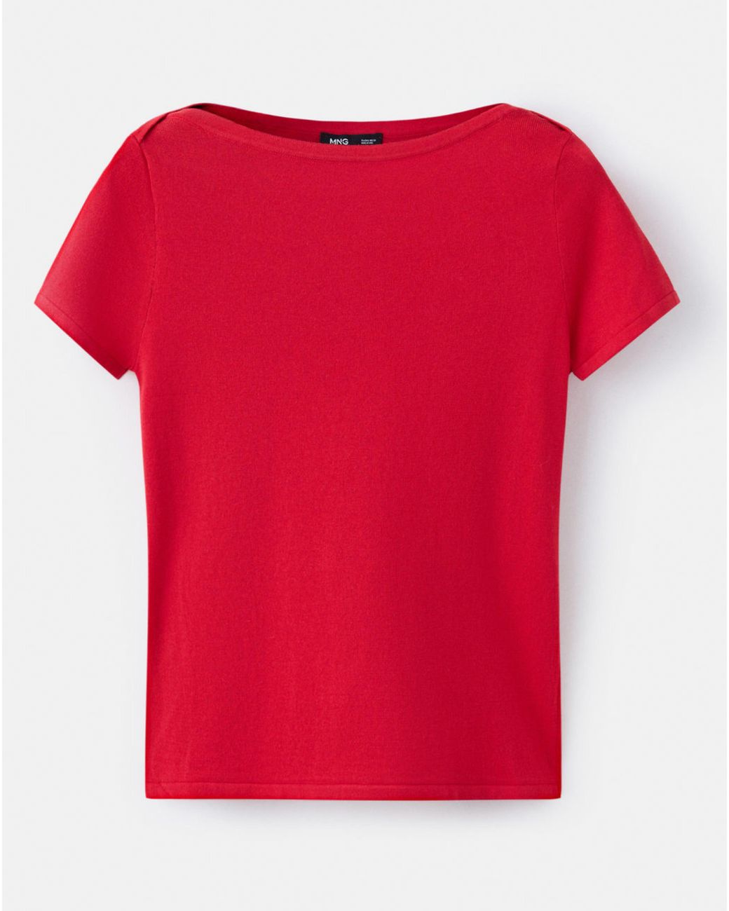 Mango Red Short-Sleeved Fine-Knit Sweater