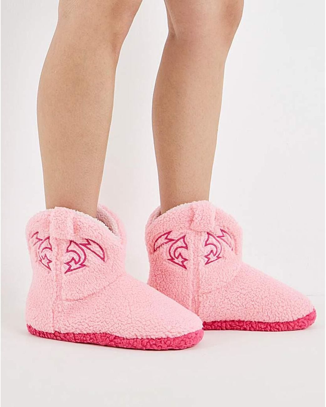 Simply Be Pink Cowboy Slipper Boot Standard