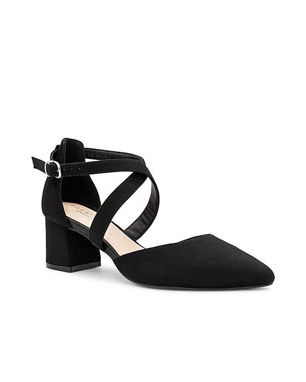 Paradox London Black Ffion Wide Fit Court Shoe