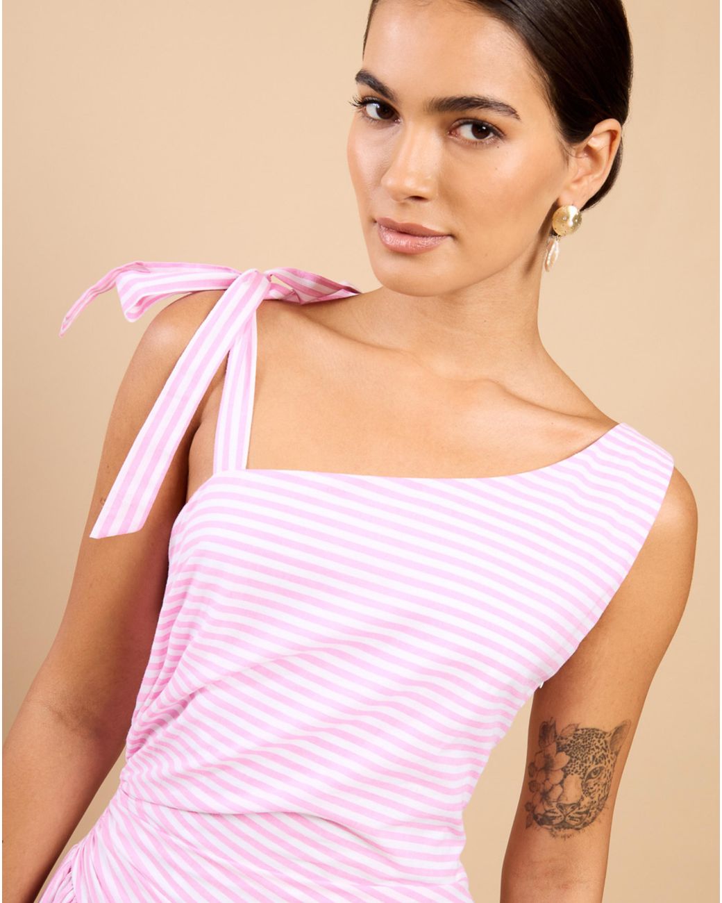 Little Mistress Pink Lm Stripe Midaxi