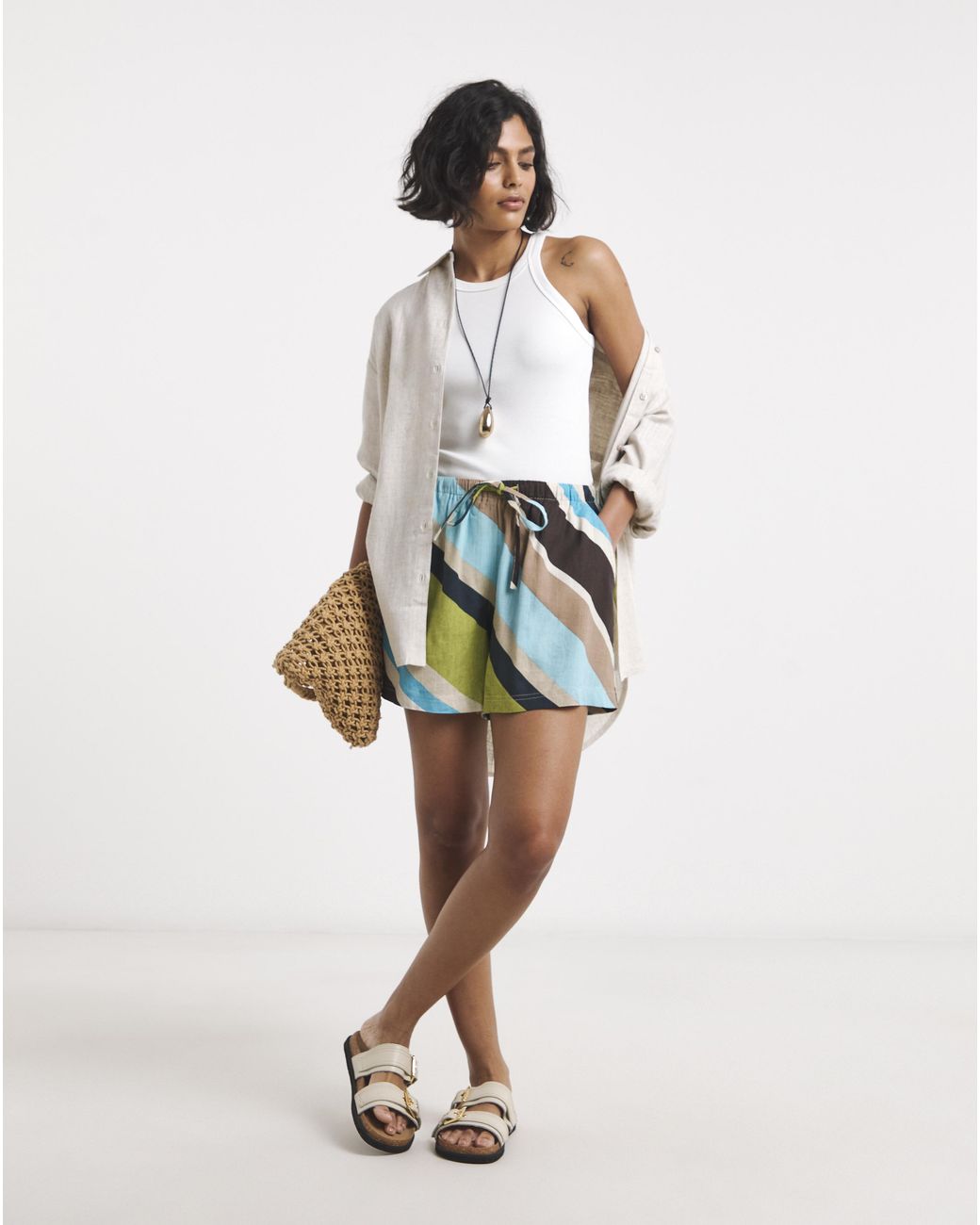 JD Williams Multicolor Stripe Linen Shorts