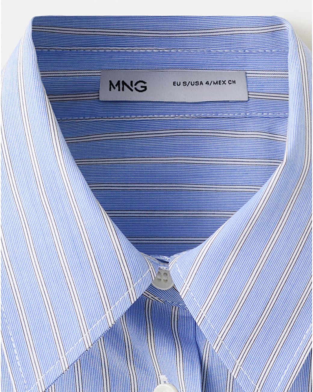 Mango Blue Cotton And Lyocell Blend Shirt