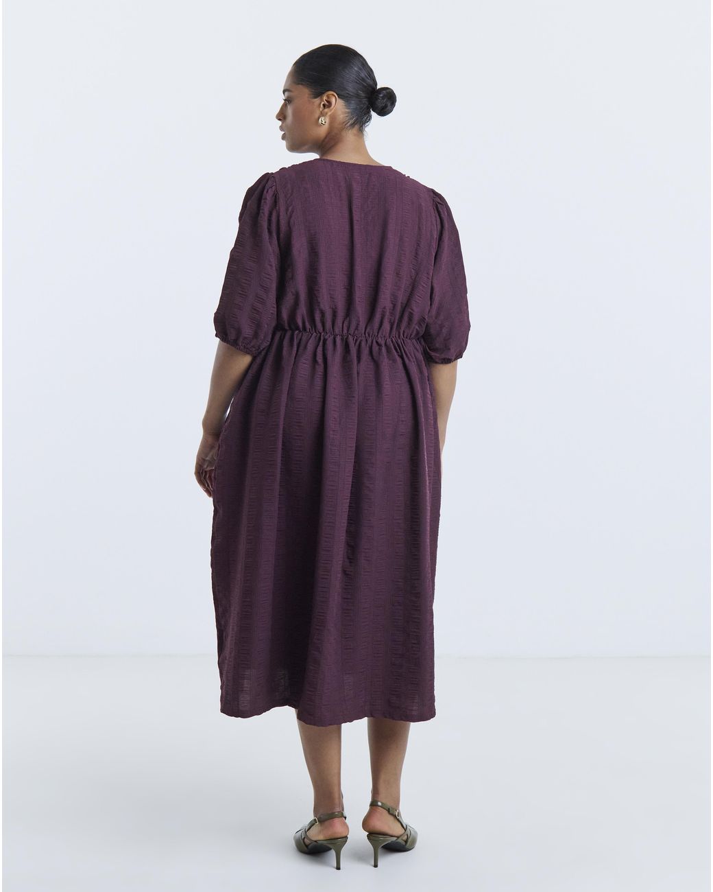 Simply Be Purple Textured Waist Detail Midi Dress