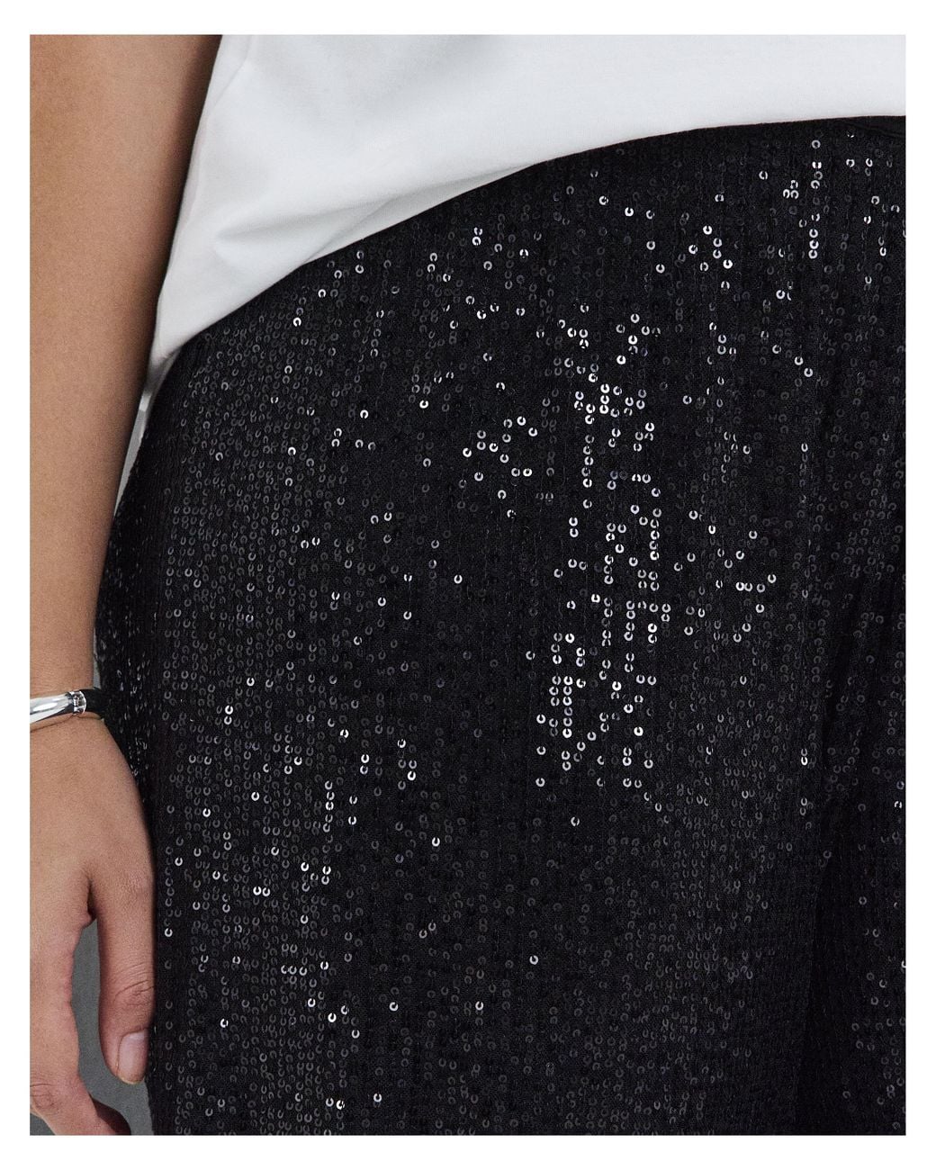 Simply Be White Sequin Wide Leg Trouser