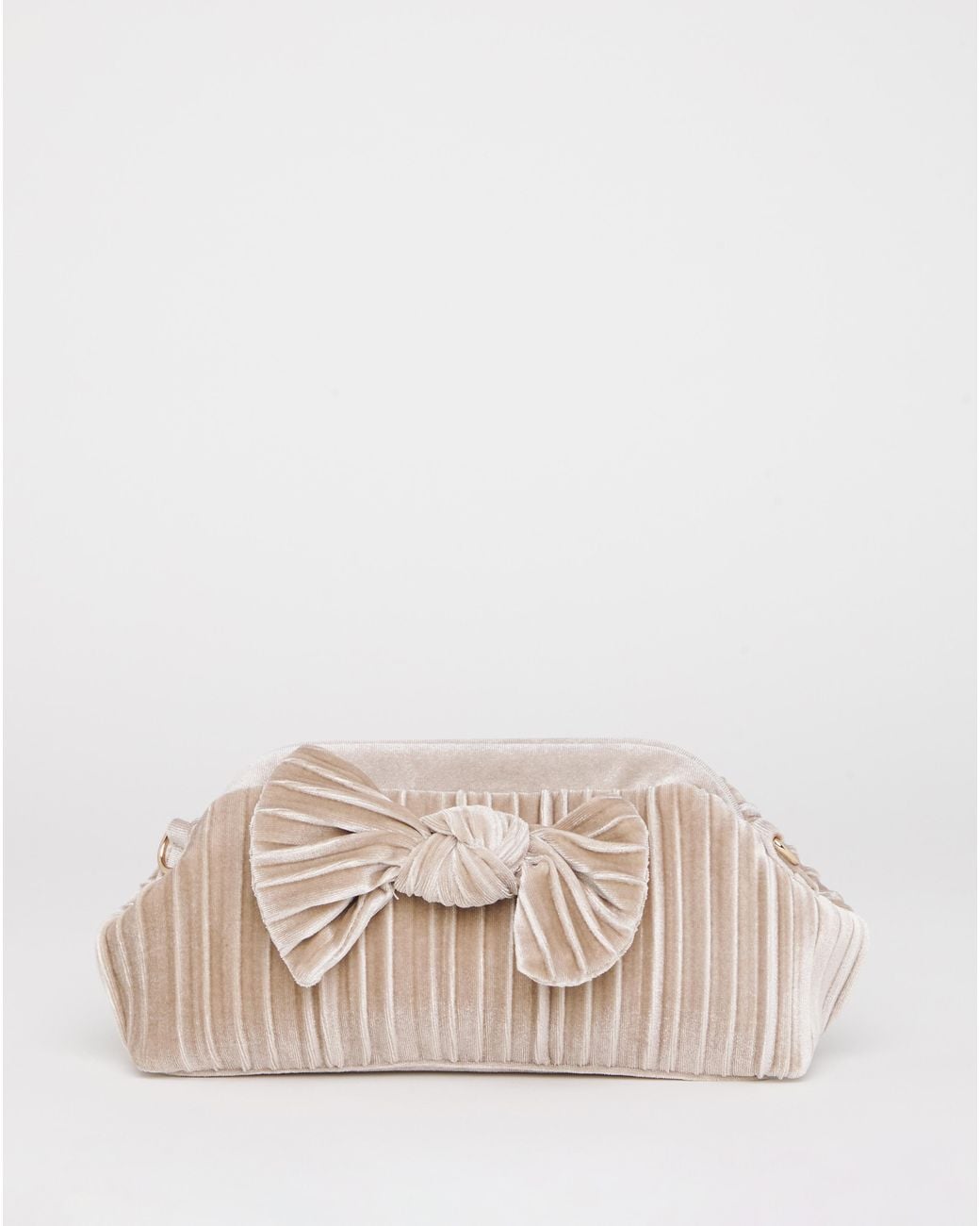 JD Williams Black Velvet Bow Pleated Clutch Bag