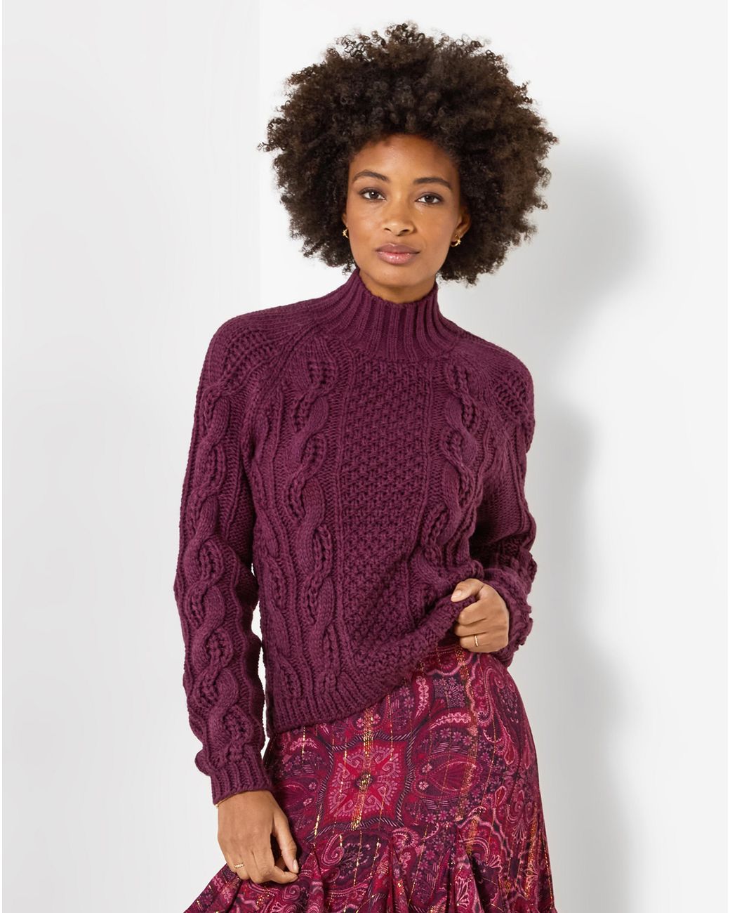 Joe Browns Purple Freya Cable Knit Jumper