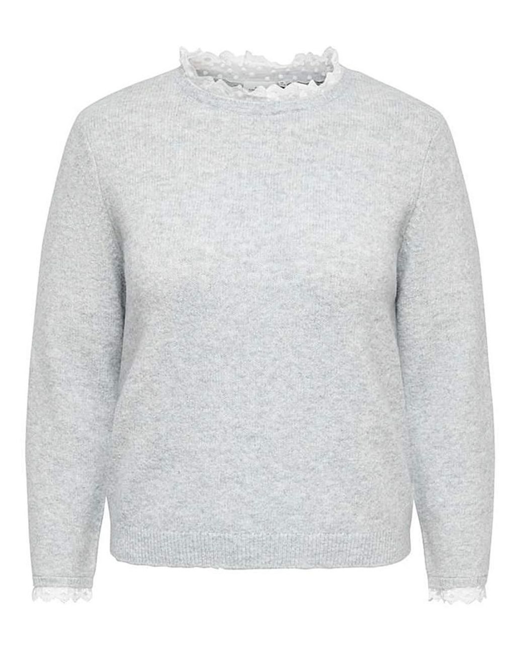 ONLY Gray Lace Detail Knitted Top