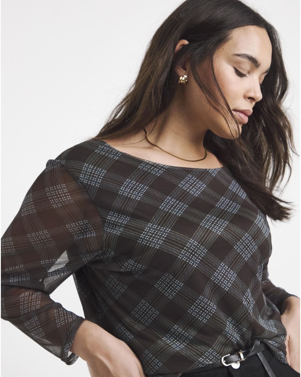 Simply Be Black Mesh Scoop Back Top