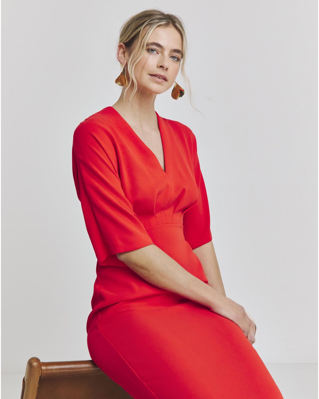 Joanna Hope Red Stretch Crepe Column Dress