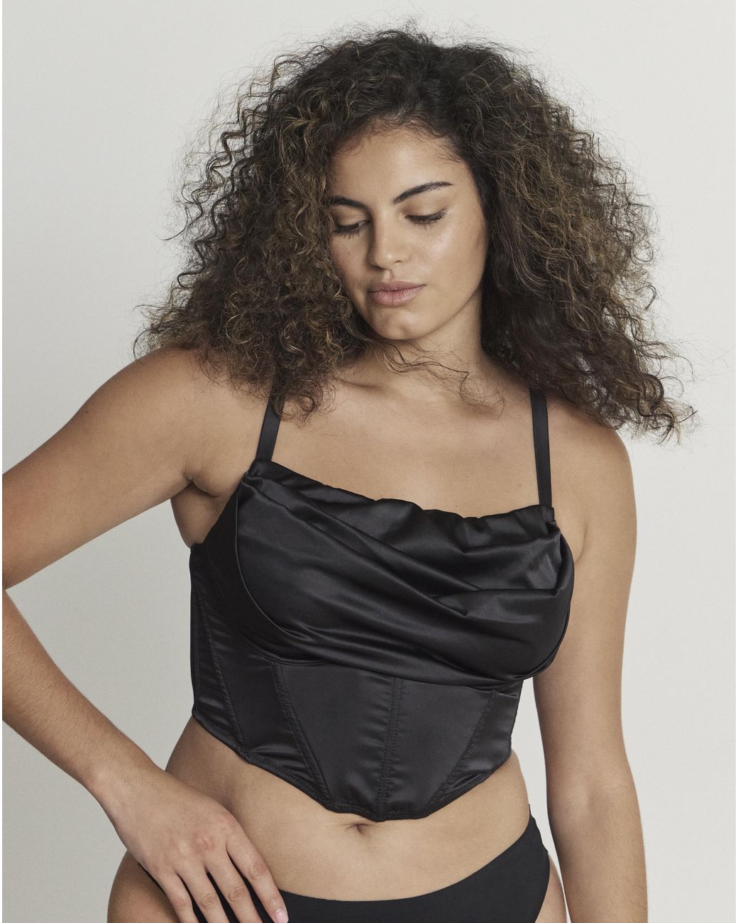 Simply Be Gray Sexy Satin Cowl Neck Corset