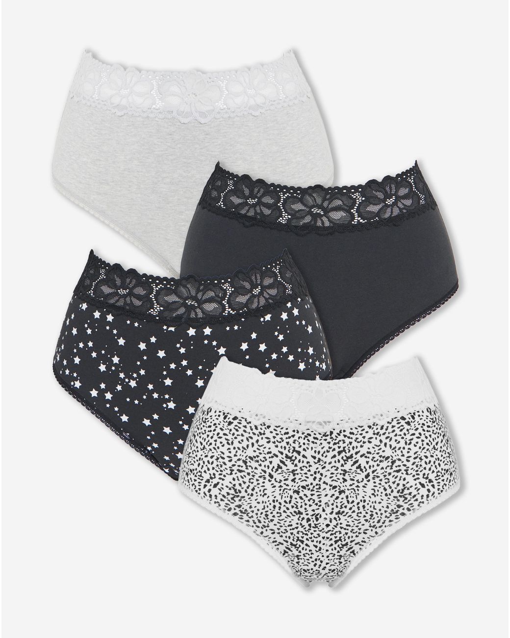 Pretty Secrets Black 4 Pack Full Briefs