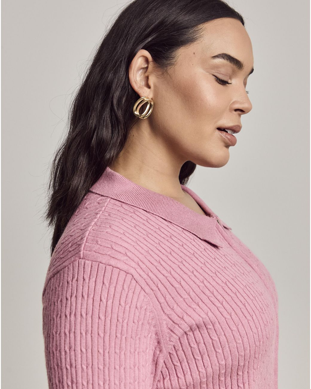 Julipa Pink Cable Fur Collar Cardigan