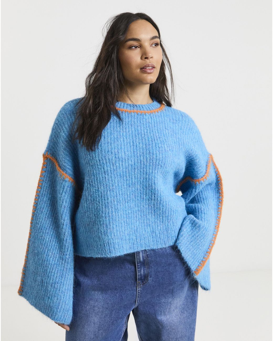 Native Youth Blue Mohair Like Bell Jumper