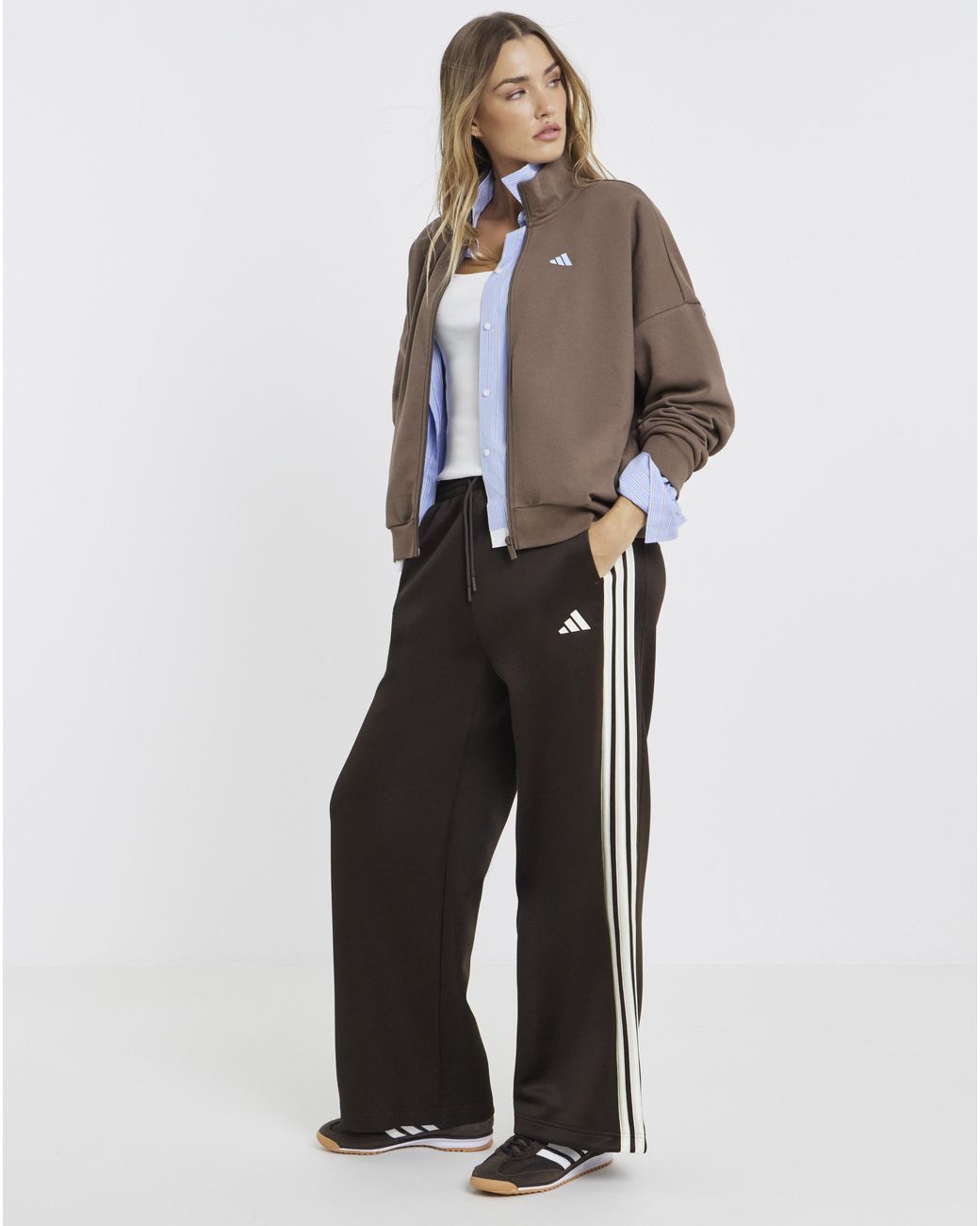 Adidas Brown 3 Stripe Stadium Track Pant