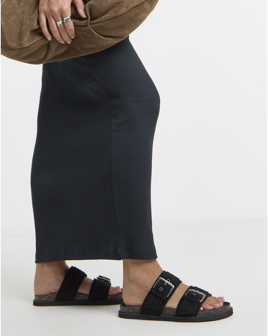 Simply Be Blue Two Strap Buckle Sandals Wide Fit