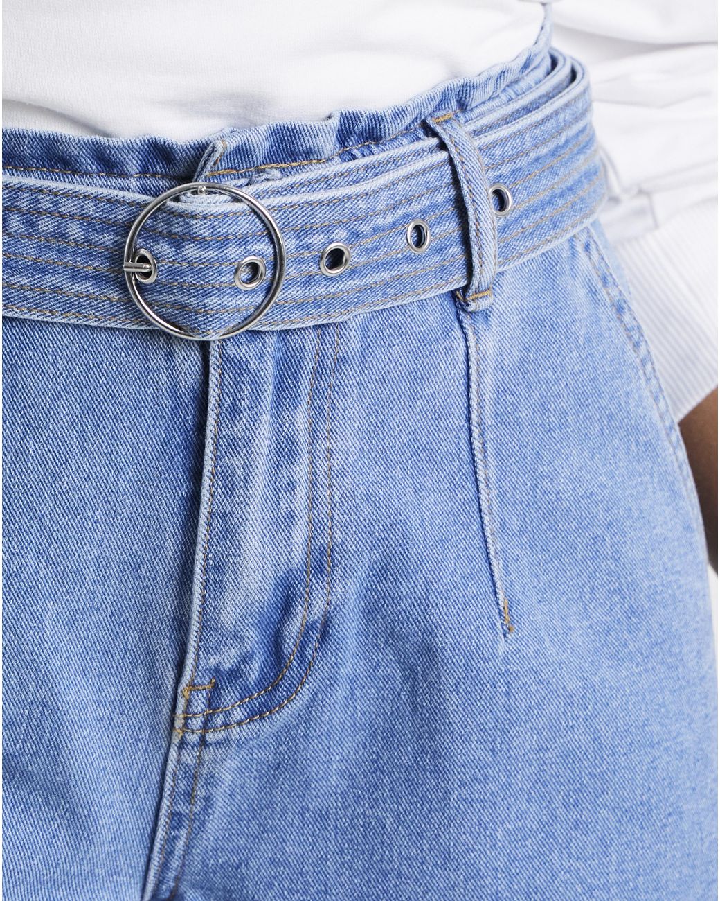 Simply Be Blue Belted Denim Shorts