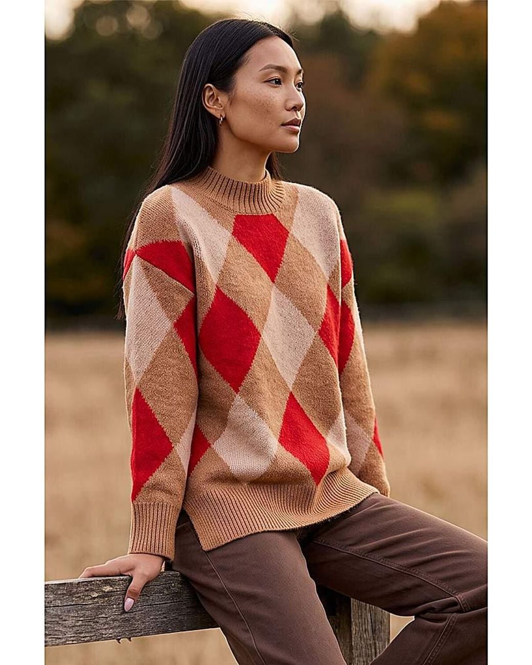 Roman Red Roman Diamond Argyle Knit Jumper