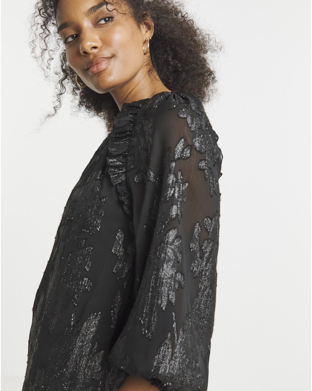 Joanna Hope Gray Lurex Blouse