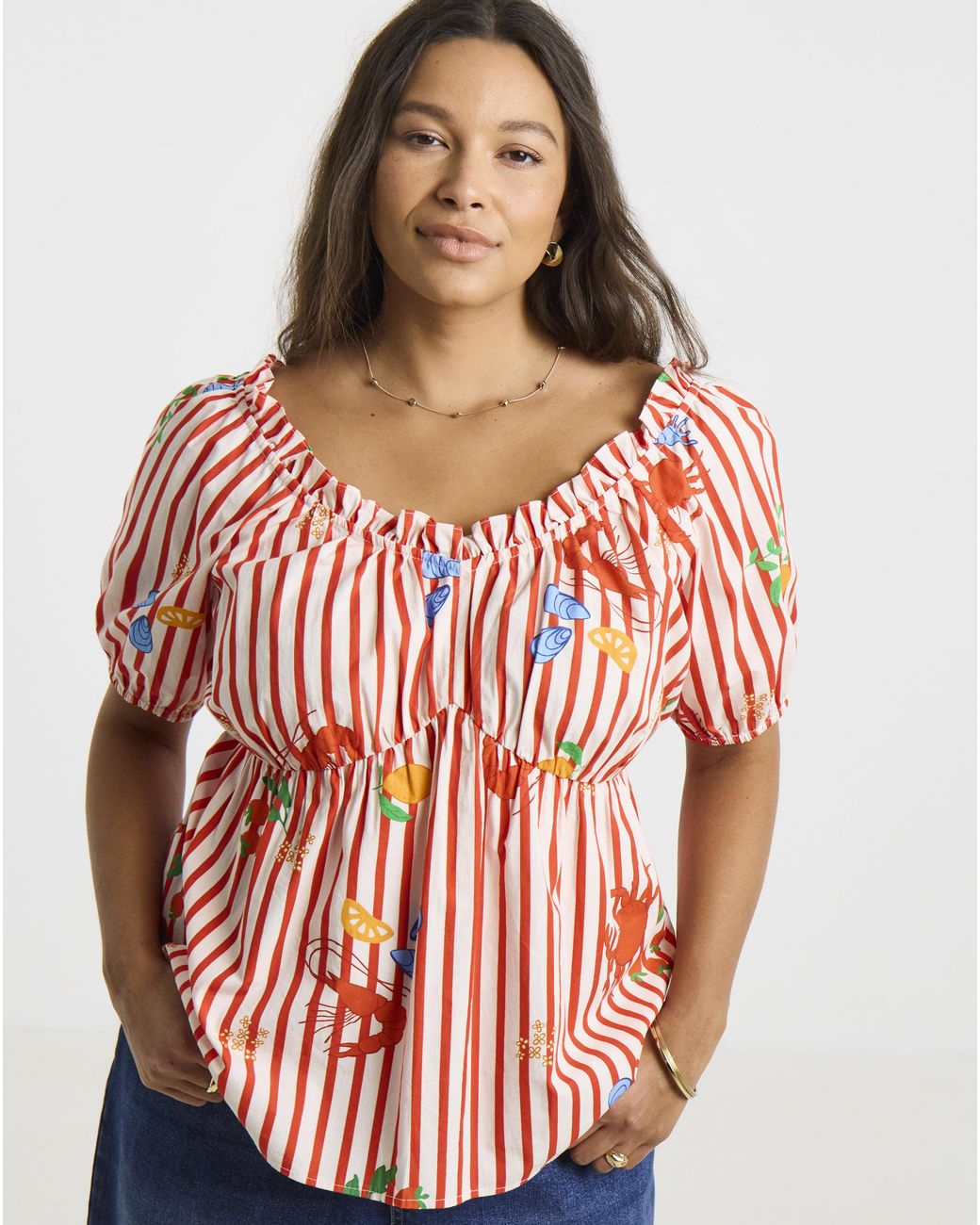 Simply Be Red Puff Sleeve Top