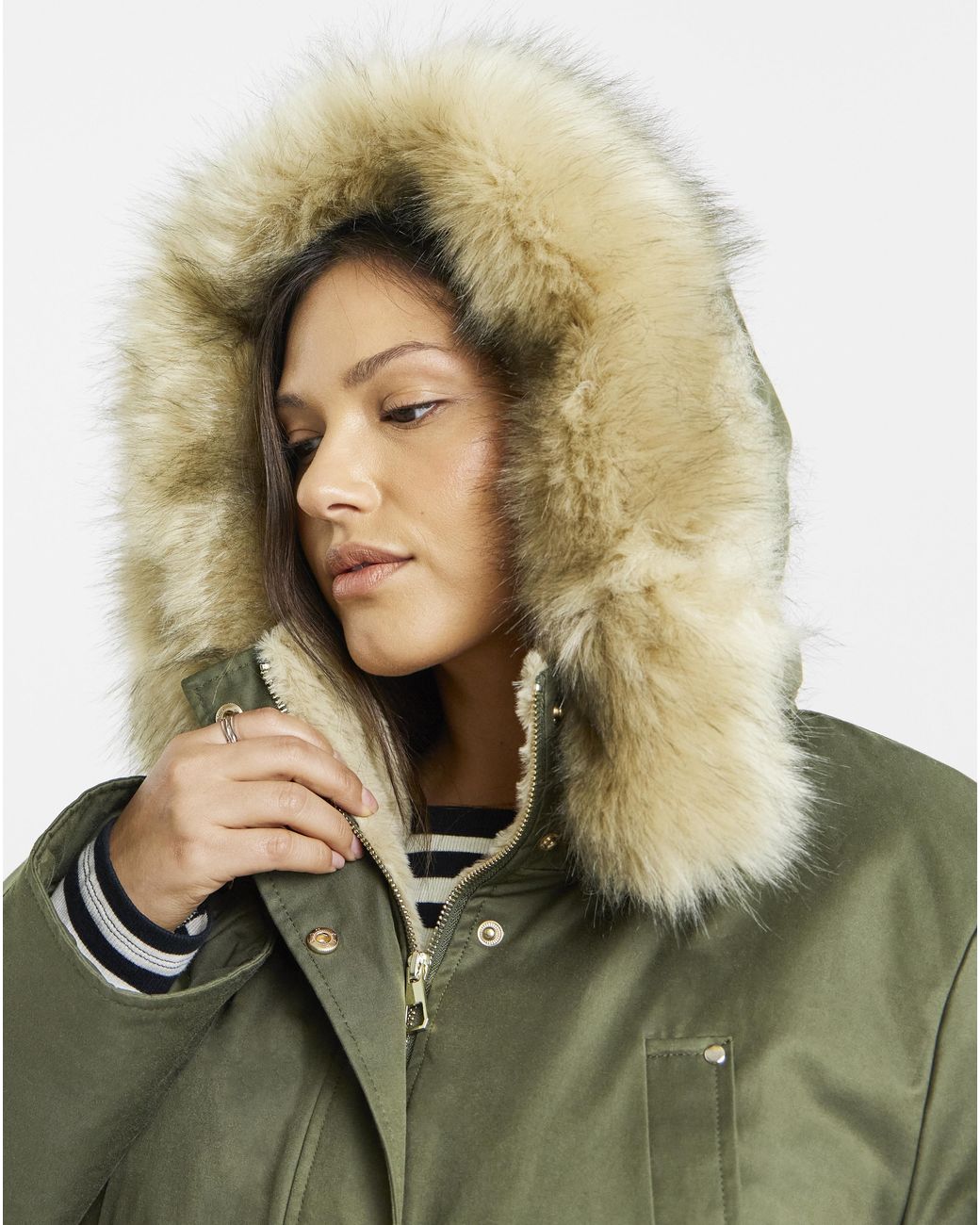 Simply Be Blue Hooded Fur Trimmed Parka