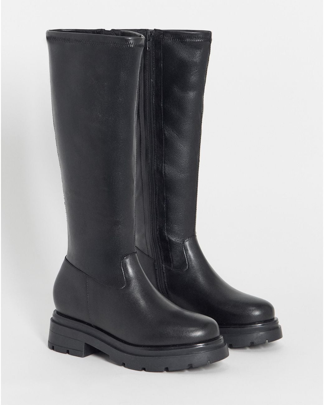 Simply Be Black Chunky Stretch Boot Ex Wide Sc
