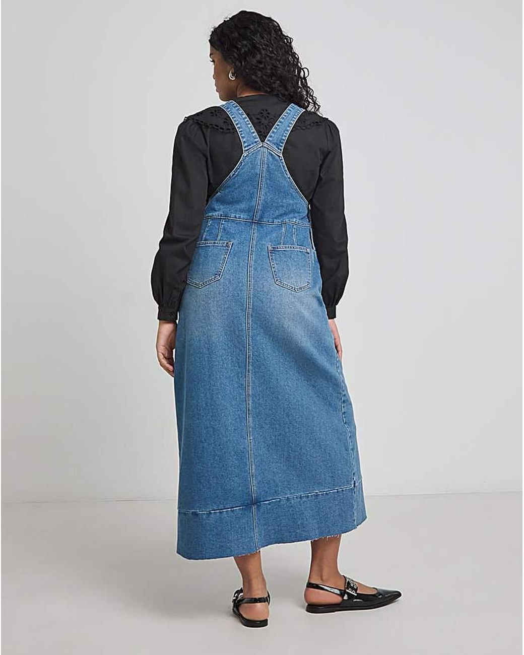 Simply Be Blue Denim Dungaree Dress