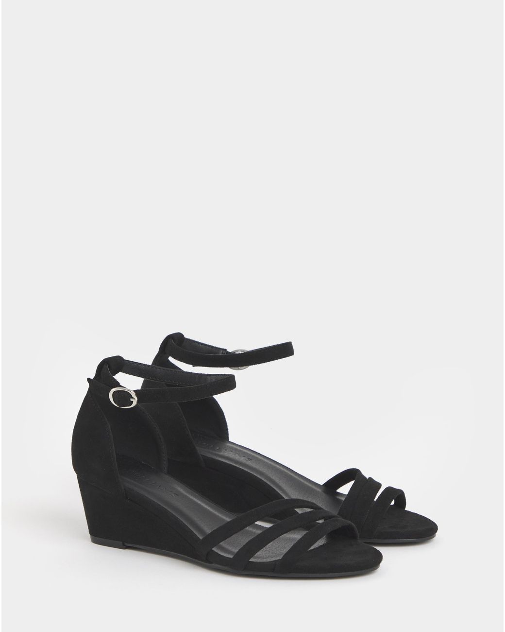JD Williams Black Low Wedge Two Part Sandals Ex Wide