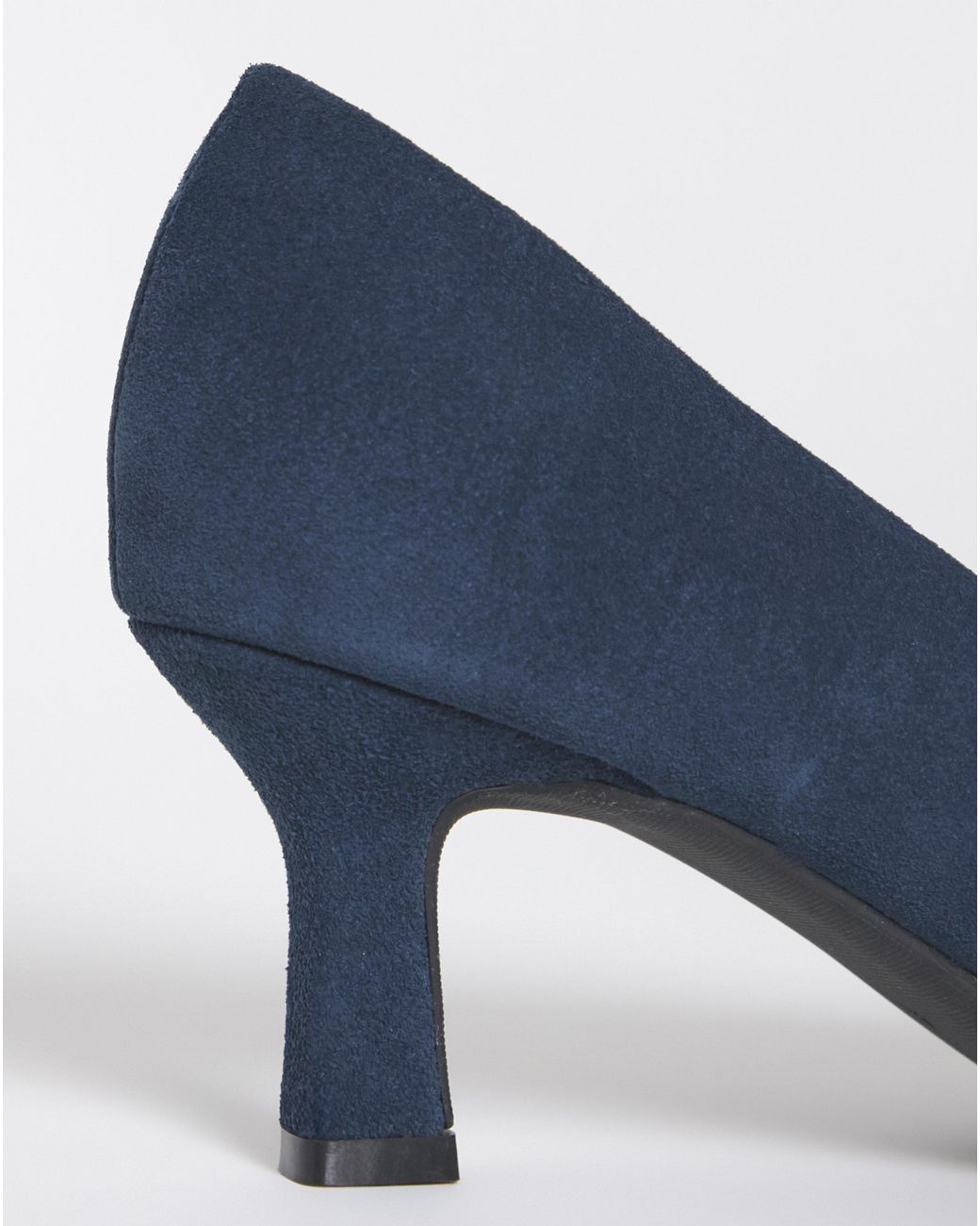 Heavenly Soles Blue Pointed Toe Kitten Heel Shoe Wide