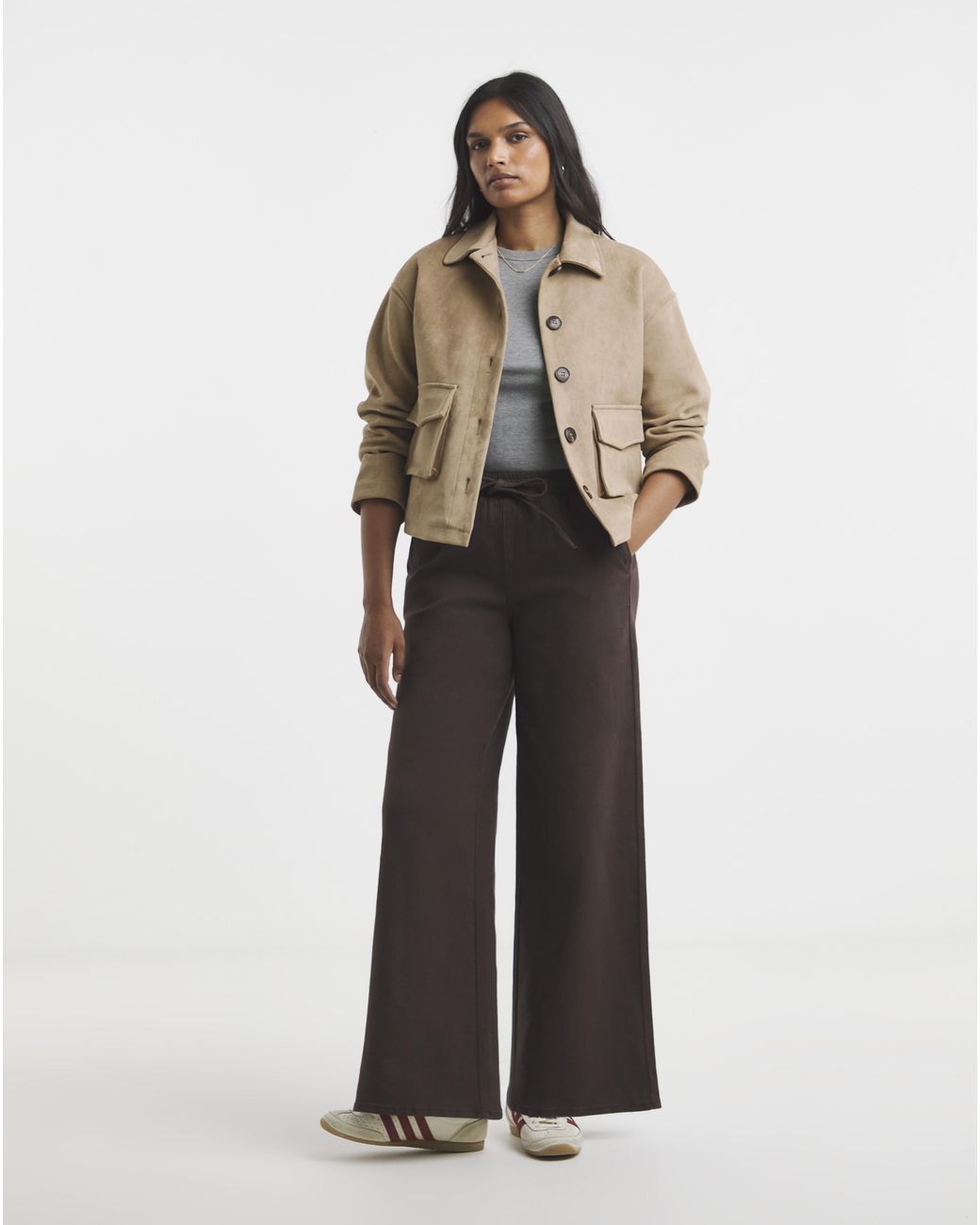 Simply Be Brown Wide Leg Jogger Jean