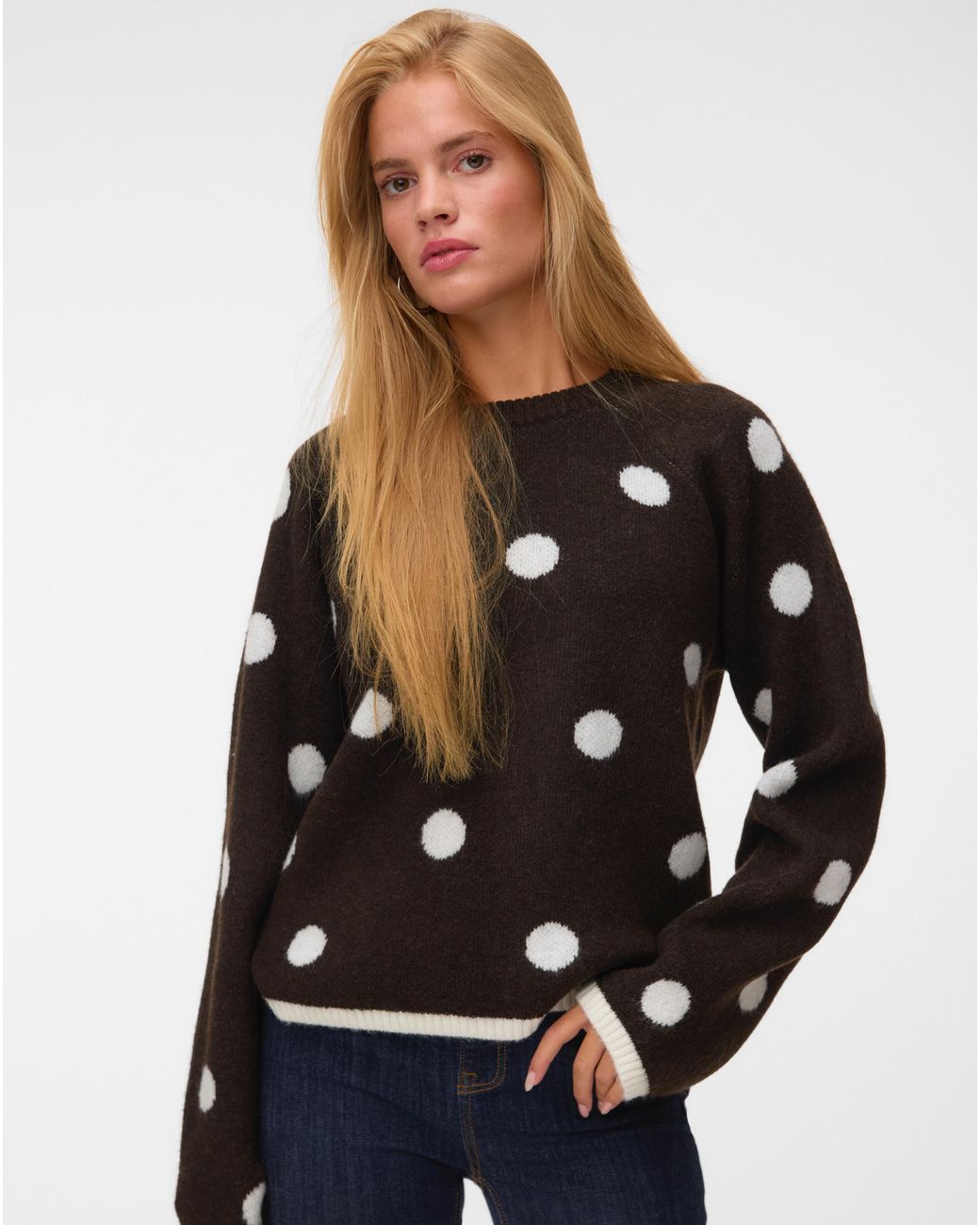 Vero Moda Brown Spot Knit Jumper