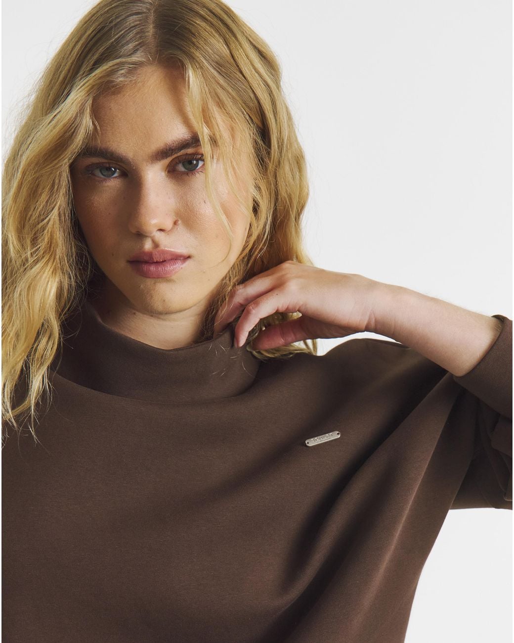 Sculpt Activewear Brown High Neck Jumper