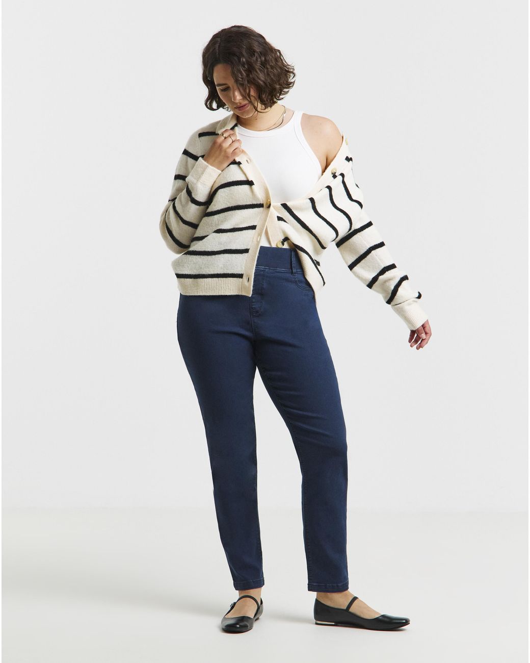 Simply Be Blue Dark Slim Pull On Jeggings