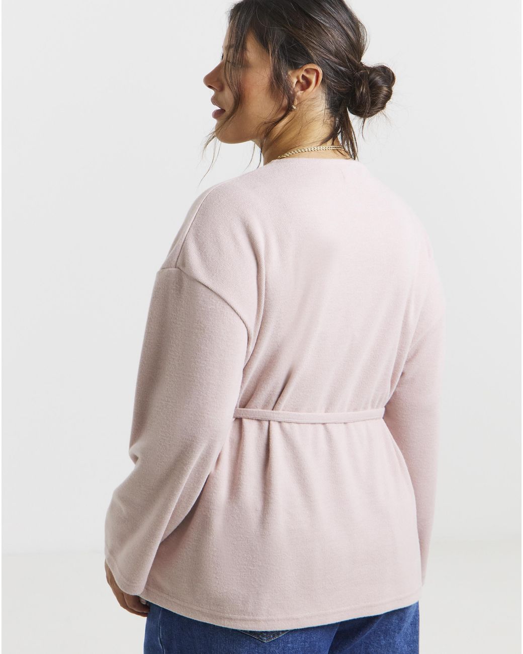 Simply Be Natural Ribbed Wrap Top