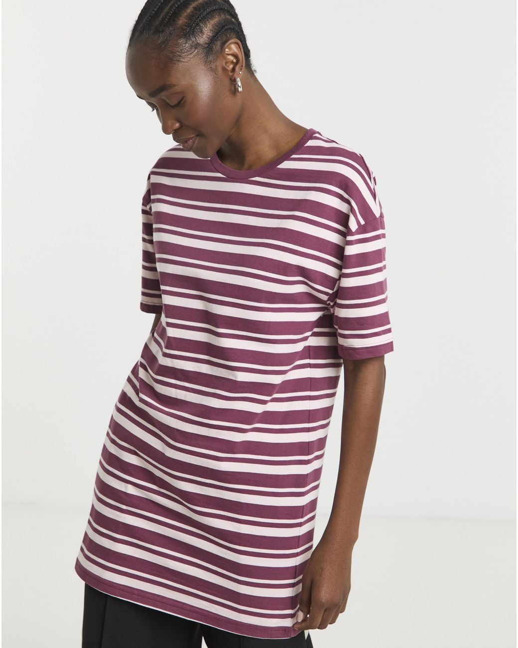 Simply Be Red Stripe Longline Oversized Tee