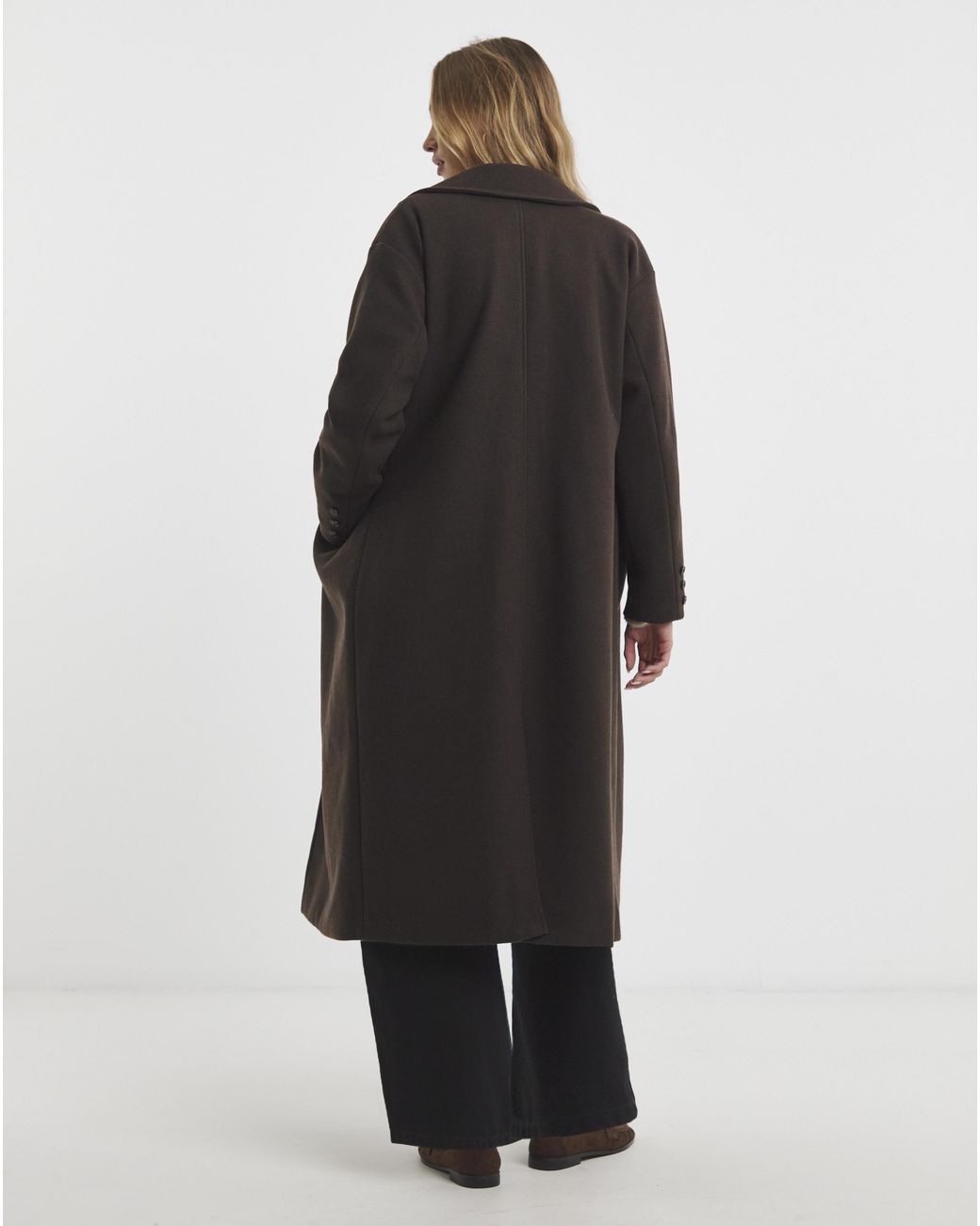 Simply Be Brown Midaxi Faux Wool Coat