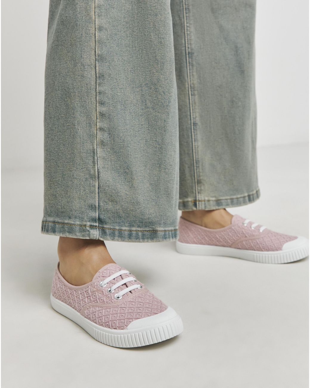 Simply Be Gray Lace Up Plimsole Wide Fit