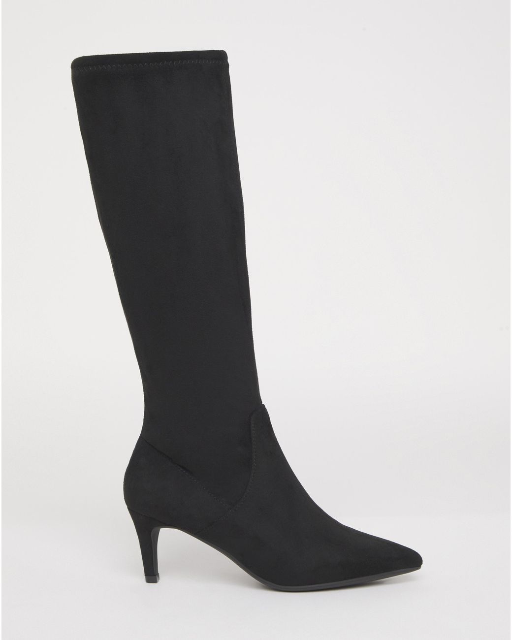 JD Williams White Kitten Heel Knee High Sock Boot E C