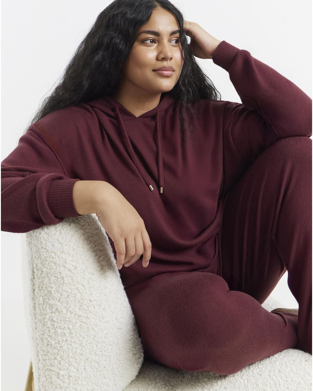 Figleaves Red Ribbed Soft Hooded Lounge Set