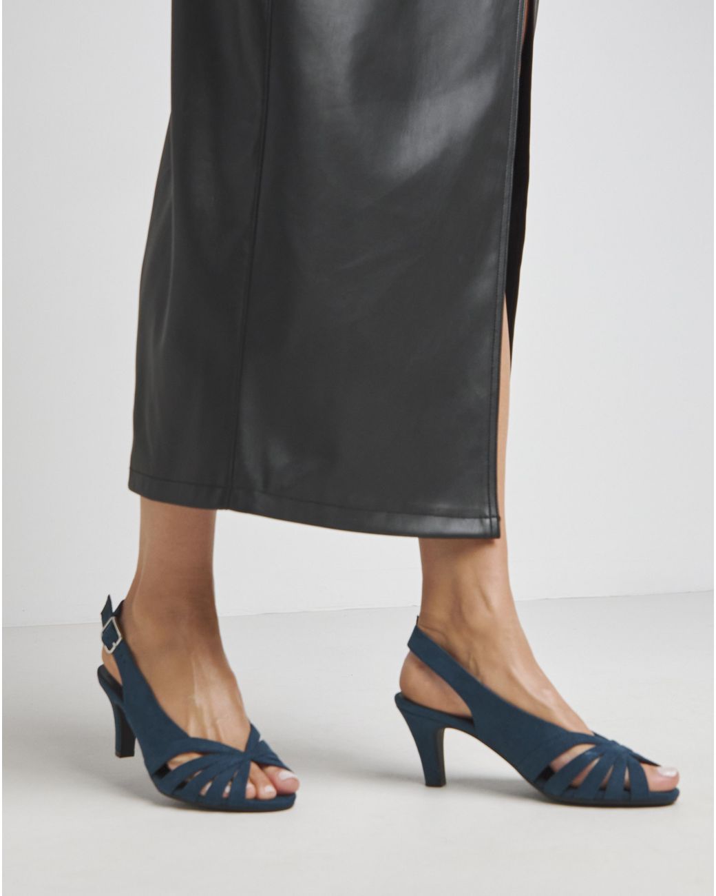 JD Williams Blue Peep Toe Slingback Shoes Wide