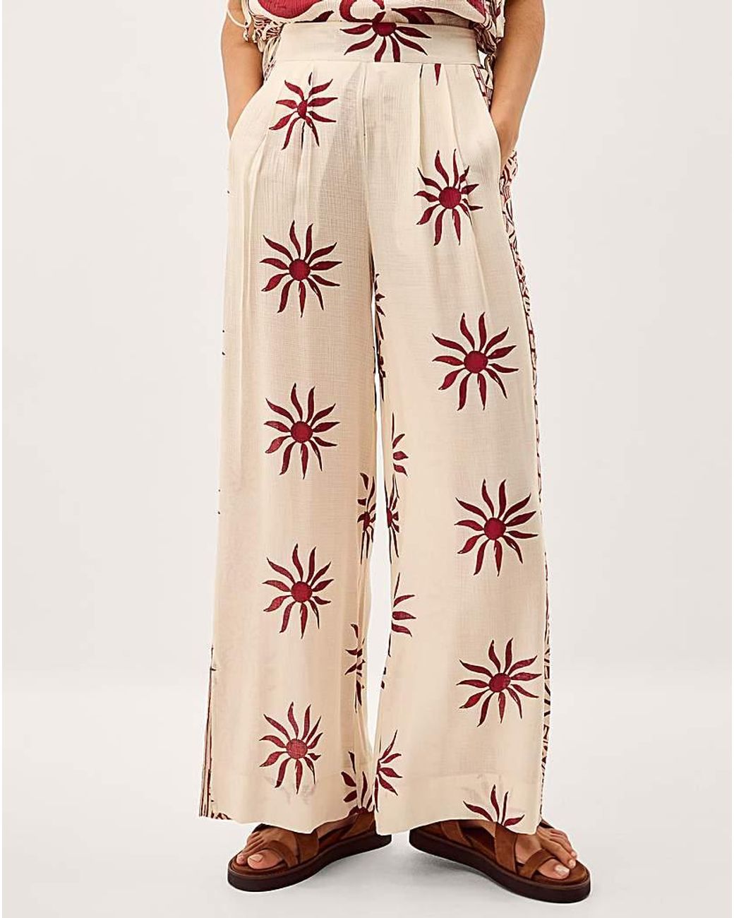 Monsoon Pink Sunnie Wide Leg Beach Trousers