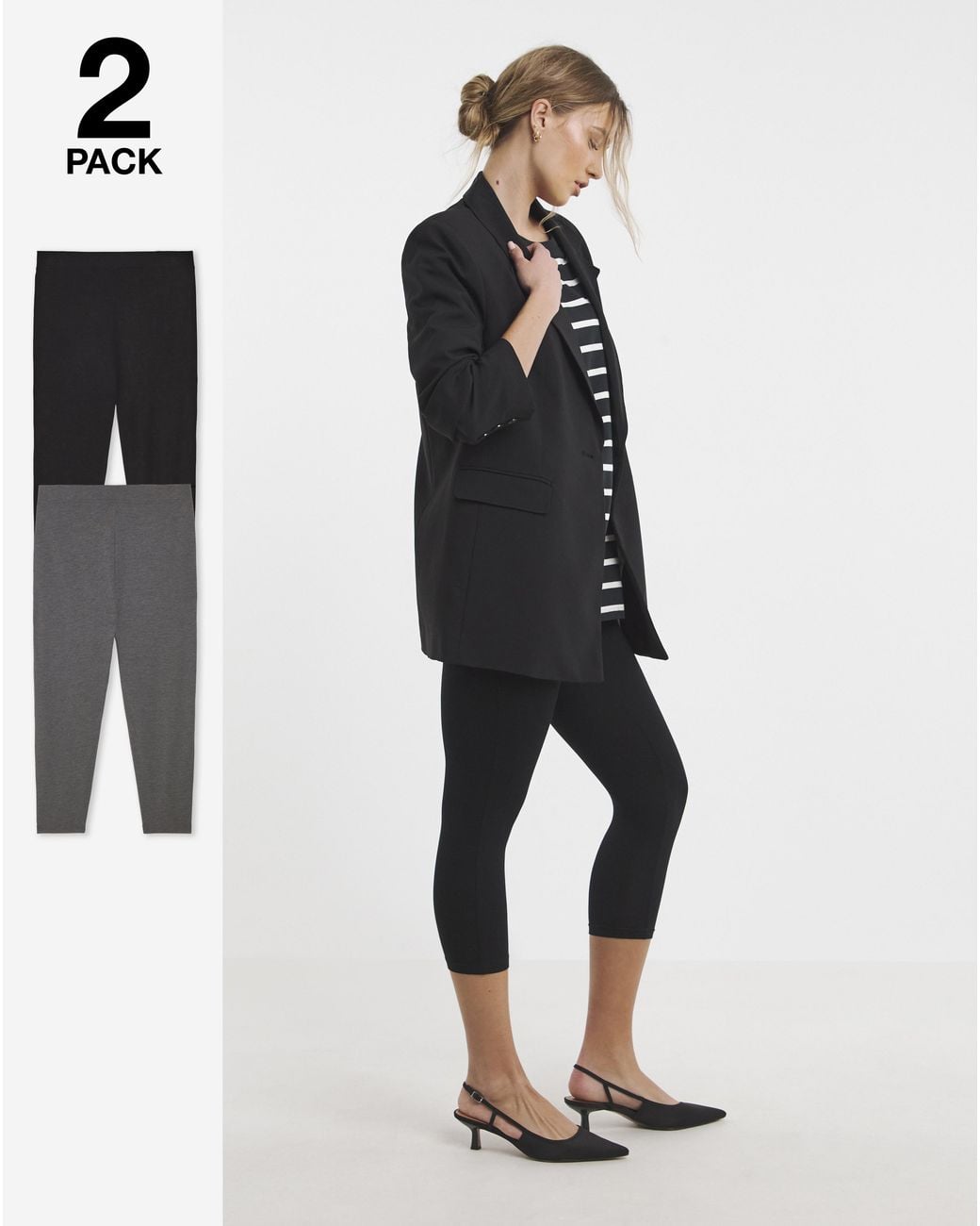 Simply Be White 2 Pack Cropped Jersey Leggings