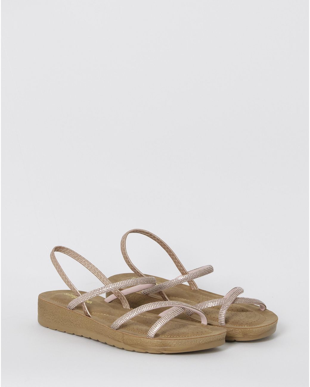 Simply Be Natural Sparkly Comfort Sandals Extra Wide