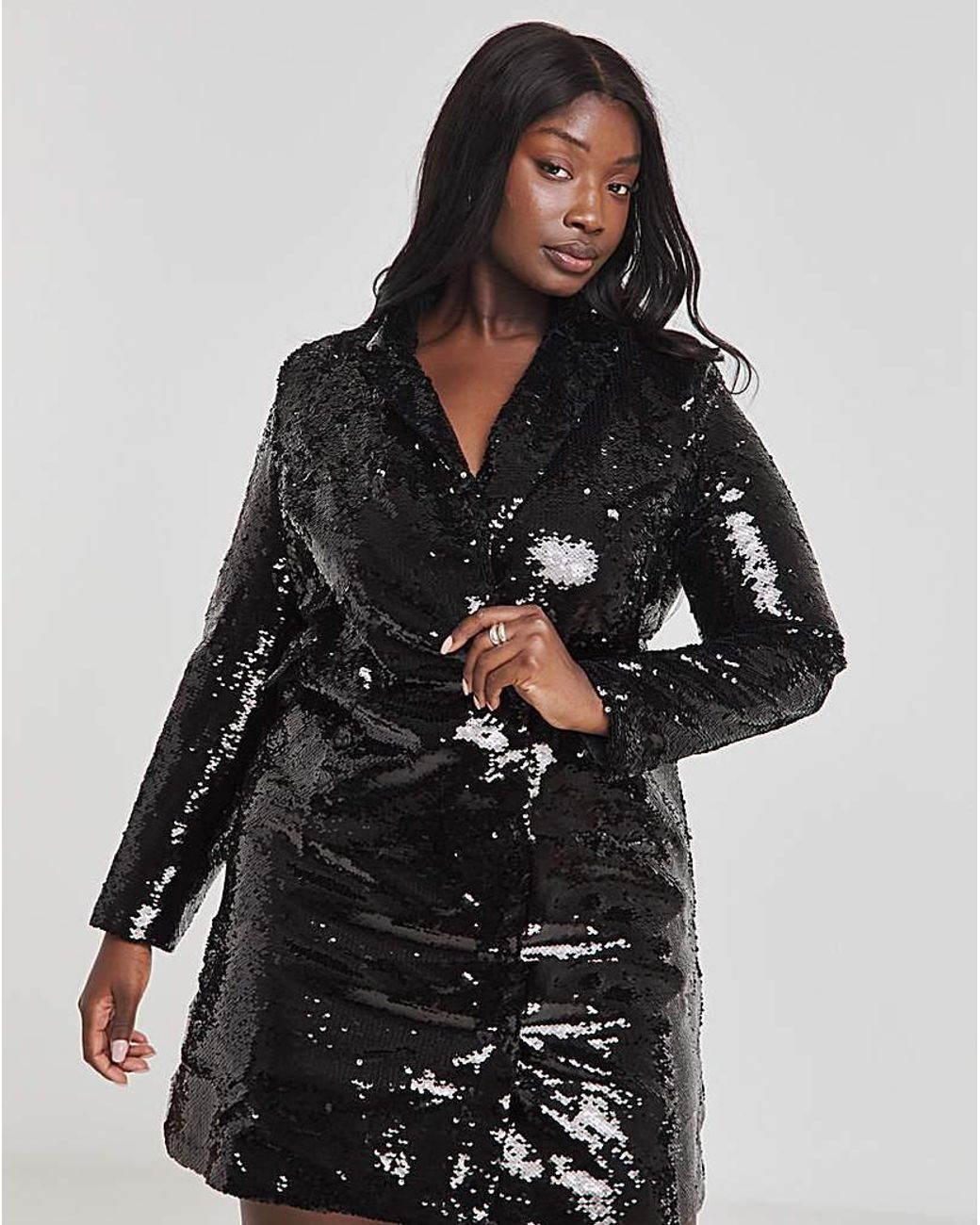 Simply Be Black Sequin Blazer Dress