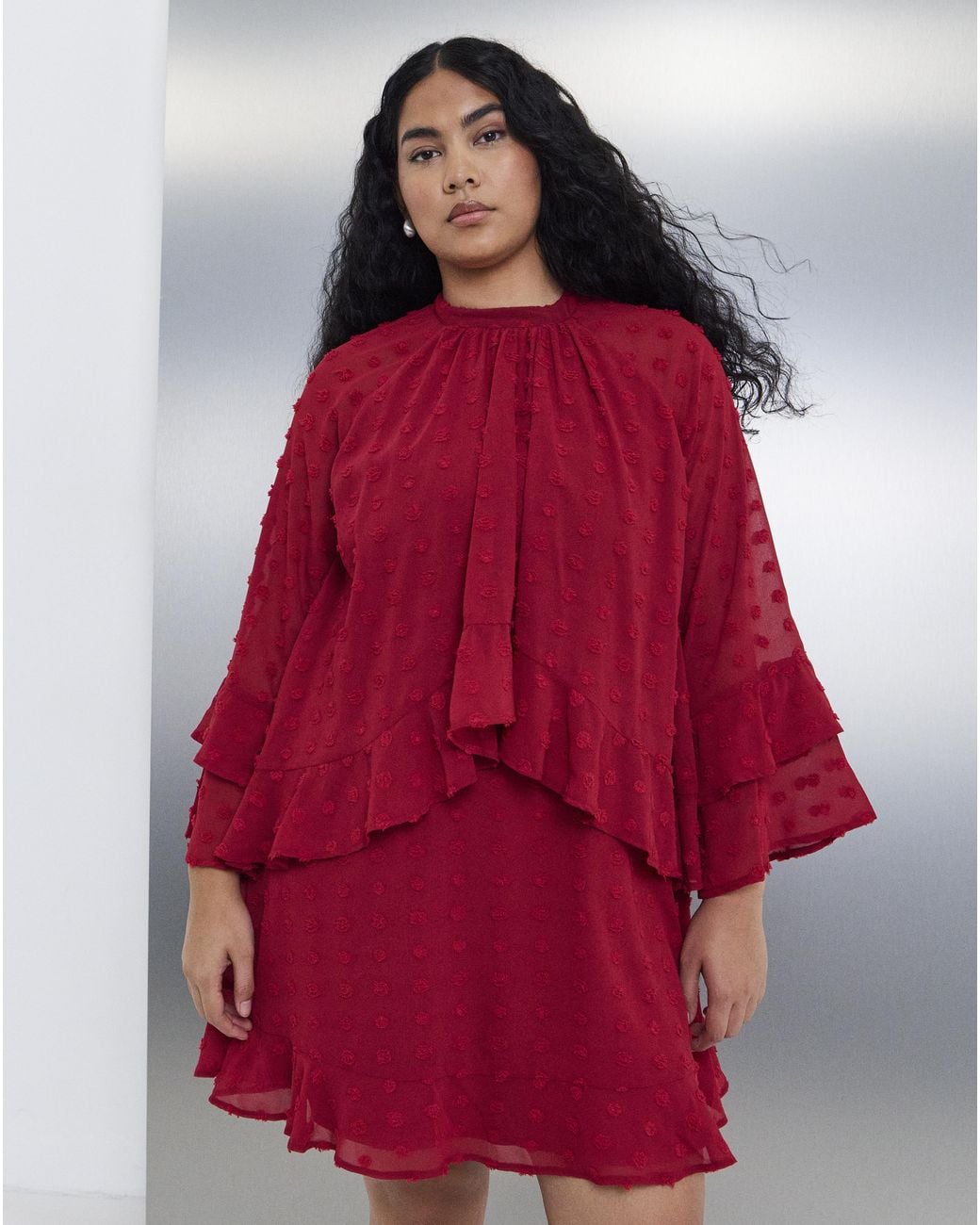 Simply Be Red Frill Skater Dress