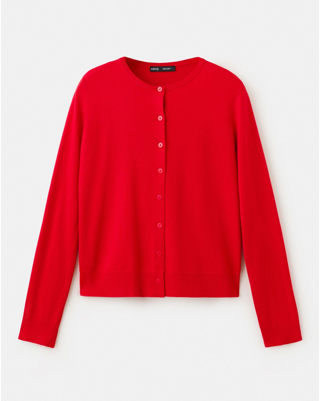 Mango Red Knitted Button Cardigan